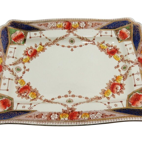 ROYAL STAFFORDSHIRE AJ Wilkinson Rectangular Ceramic Plate Floral Design 13" - Picture 5 of 9